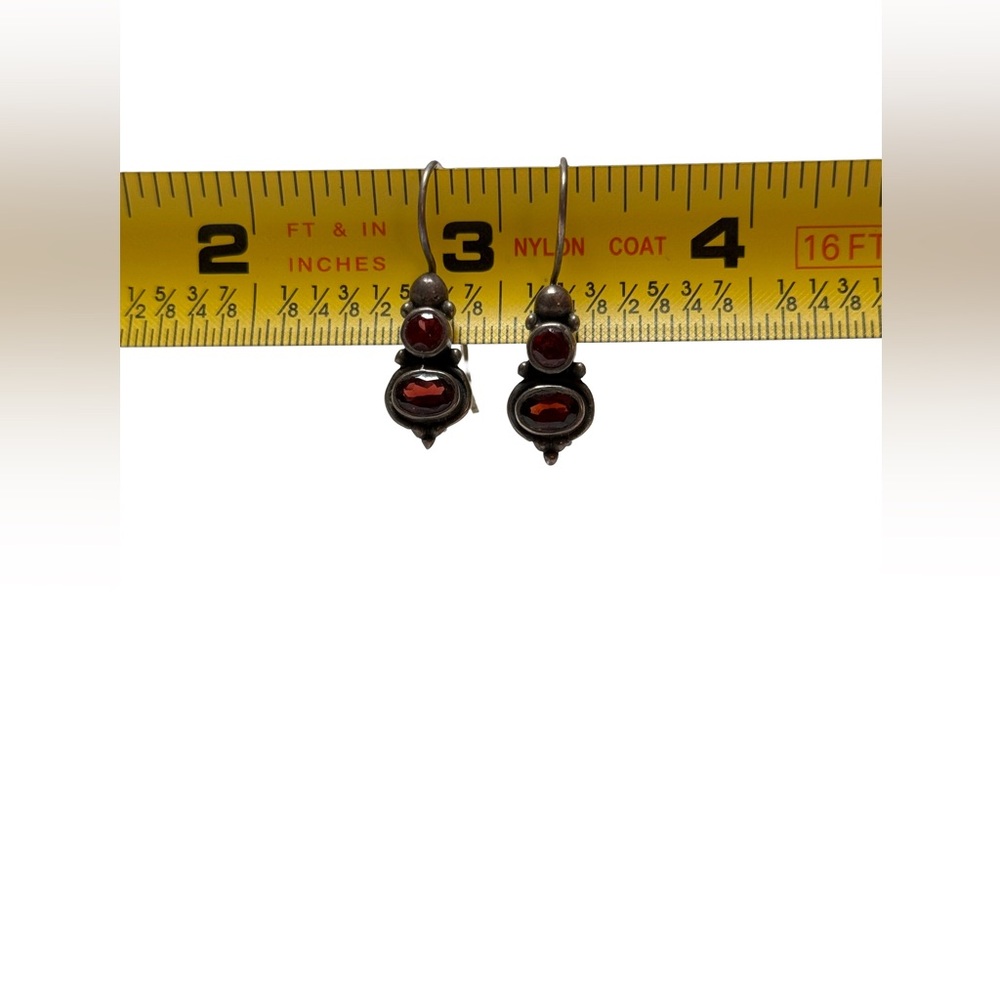 Chic Silver and Red Gemstone Earrings